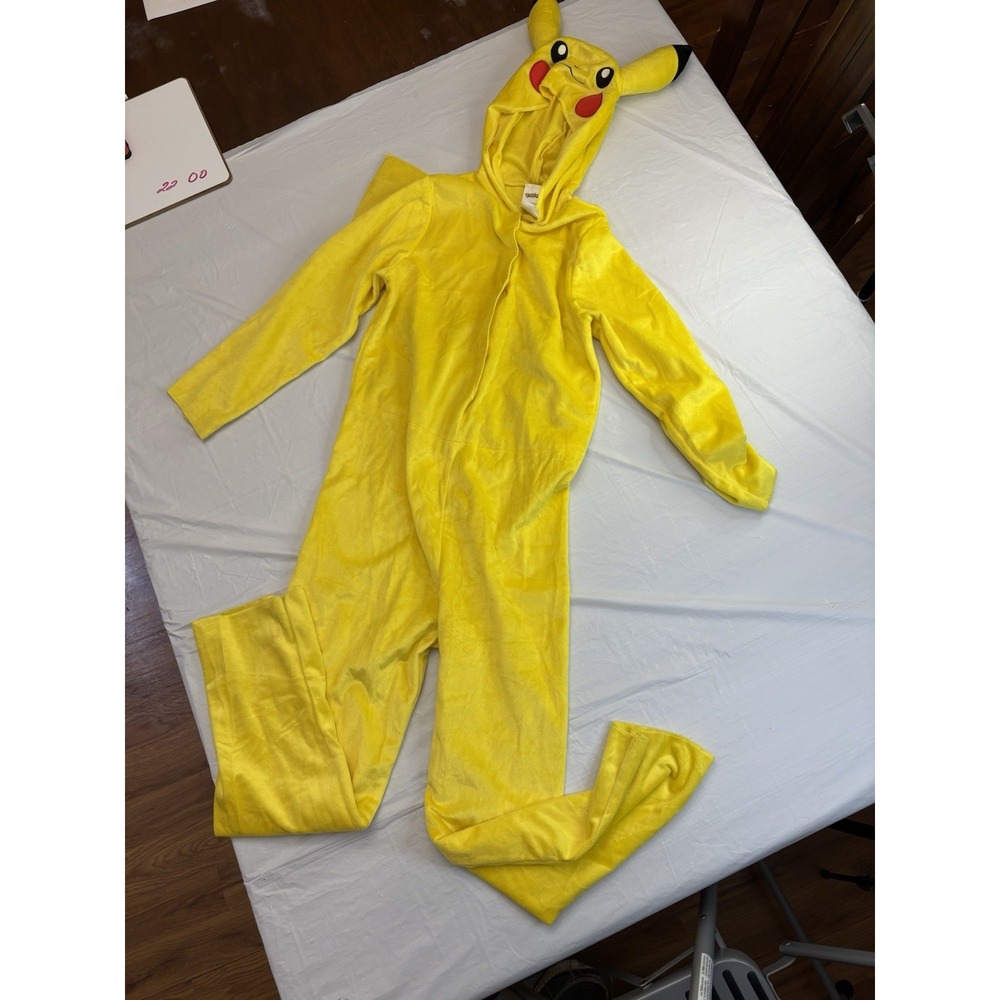 Pikachu One Piece Hooded Halloween Jumpsuit‎ Kids Size (10-12) Costume Fun